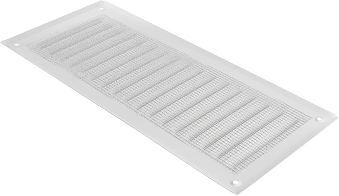 Square Ventilation Grille / 3" x 10" Inch Inside Measurement/White Metal Air Vent Louver - Inside/Outside use / 5" x 11.5" Inch Outer Measurement