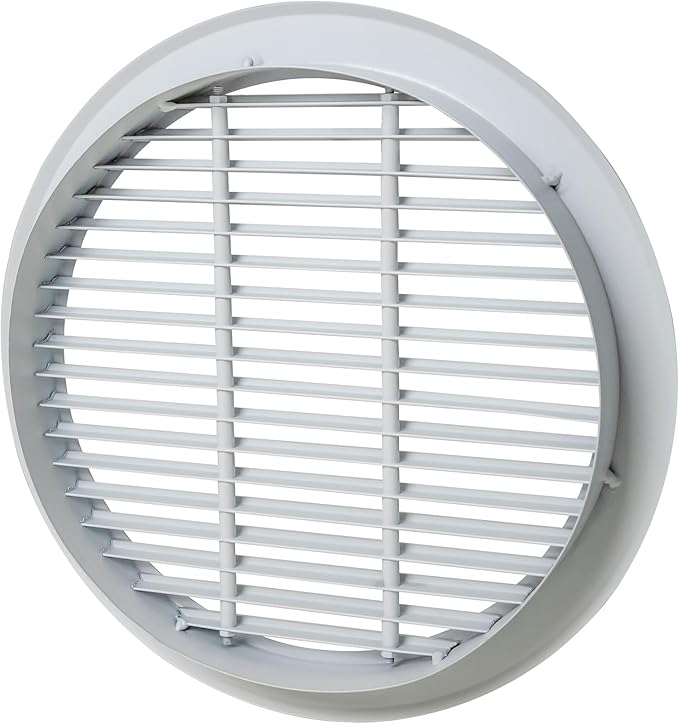 Round Air Vent Register Grille 8 Inch Duct Opening Aluminum Circular HVAC Diffuser for Ceiling or Wall Supply and Return Airflow Modern White for Bathroom Kitchen Garage Duct Ventilation