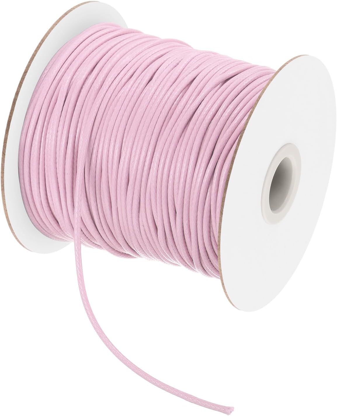 MECCANIXITY Waxed Cord 2mm Waxed Polyester Cord 98 Yard Wax String for Bracelet Making, Necklaces, Beading, Jewelry Making and DIY Crafts(Light Pink)