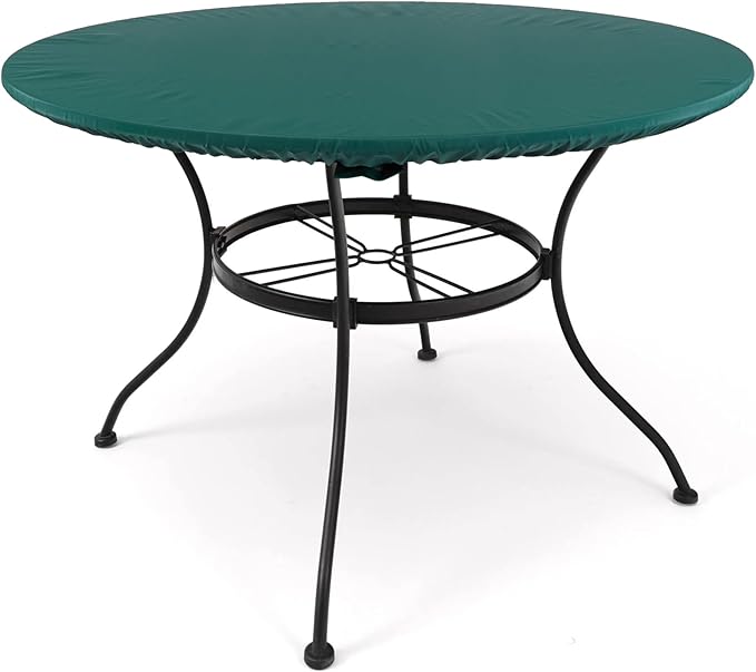 Covermates Classic Round Table Top Cover – All-Weather Outdoor Table Protection, Water-Resistant Vinyl, Elastic Hem, Mesh Vents, Patio Furniture Cover, Round 54-60 DIAMETER, Green