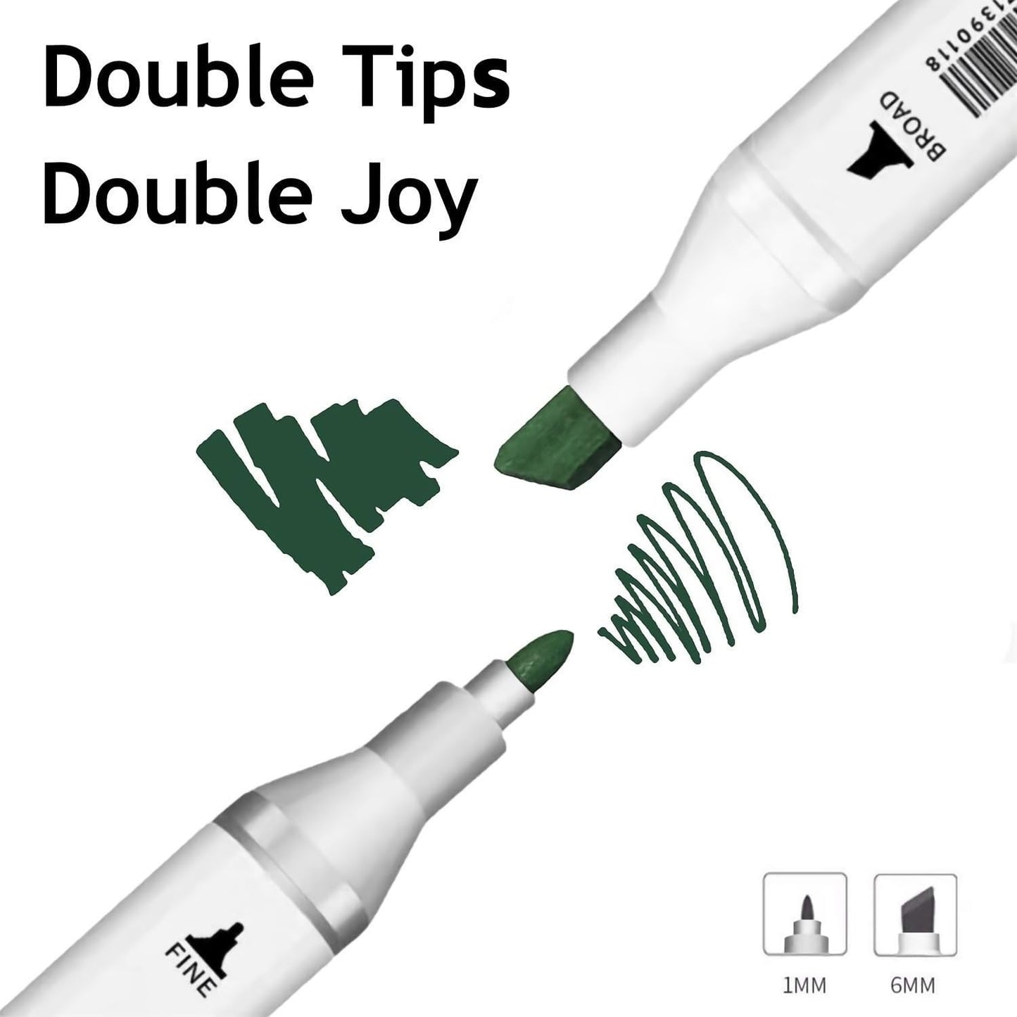 6pcs Green Forest Trees Grass Colors Alcohol Markers Set, Dual Tips Art Markers Drawing Sketched Double Tipped for Adults Kids (Green)