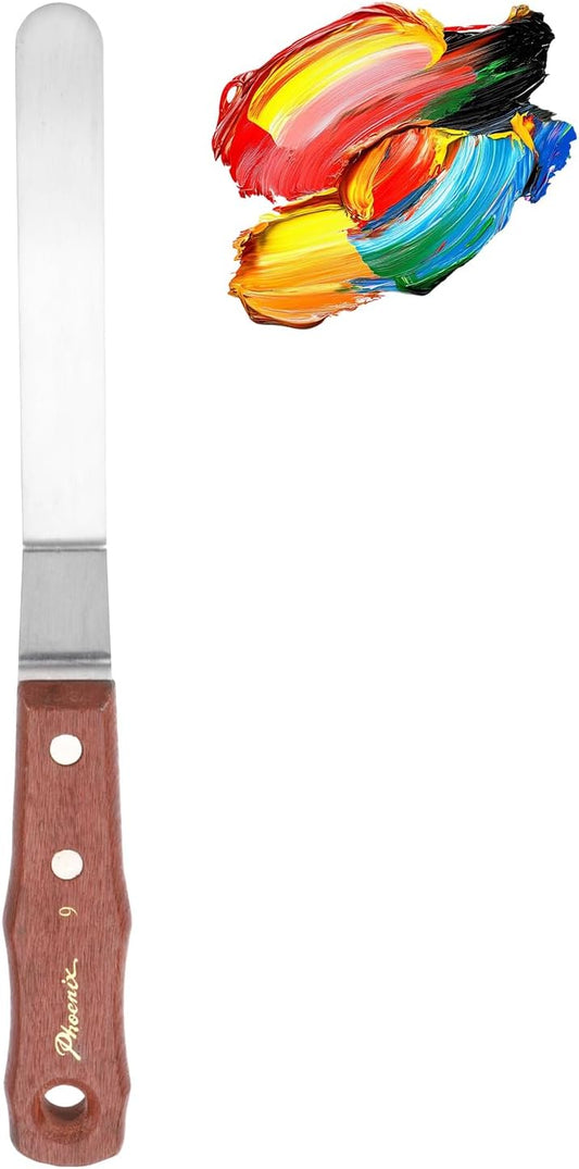 MECCANIXITY Pack of 1 Large Palette Knife No.9, 11" Long Palette Knives with Stainless Steel Flexible Spatula Pallet Knife and Wood Handle for Scraping, Mixing, Oil Acrylic Painting Canvas