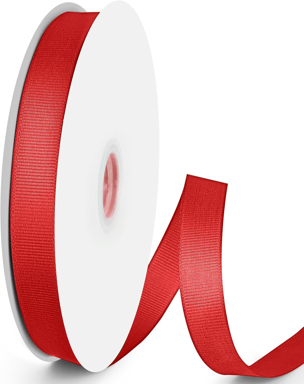 50 Yards 5/8 inch Grosgrain Ribbon, Solid Color Fabric Ribbon Perfect for Gift Wrapping, Wedding, Handmade Bows, Floral Bouquets and Party Decoration(red)