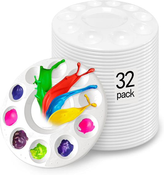 Hulameda 32pcs Paint Tray Palettes - Paint Pallets & Trays for Kids, Plastic Palette