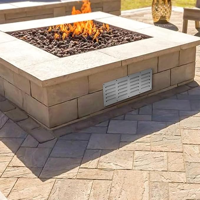 3 Pack Stainless Steel Venting Panel for Grill Accessory, 15" by 6-1/2" Stainless Steel Venting Panel for Masonry Fire Pits Fireplaces, Metal Vent Cover for Outdoor Kitchens