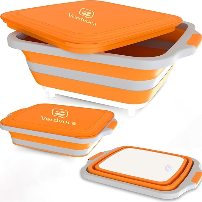 30L Orange & 16L Orange Collapsible BBQ Prep Tub