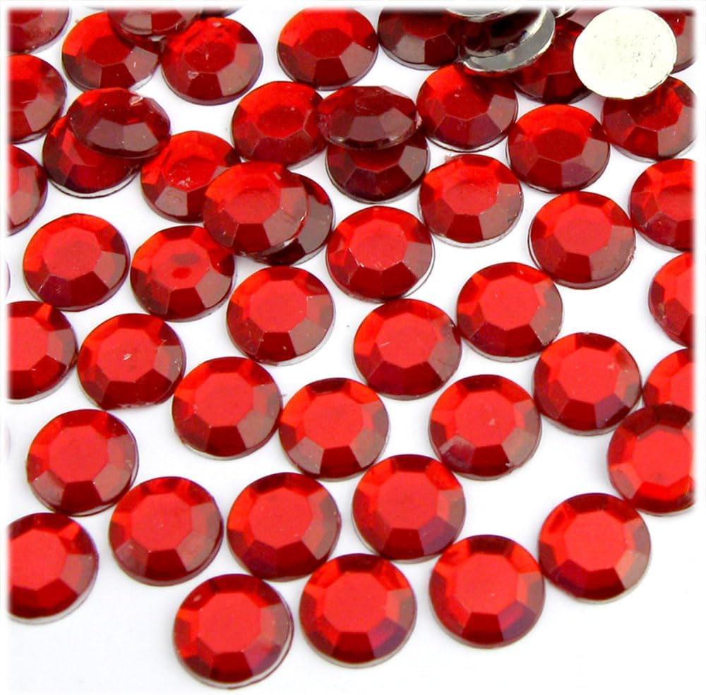 The Crafts Outlet 144pc Rhinestones Round 10mm - Flatback Ruby Red RED