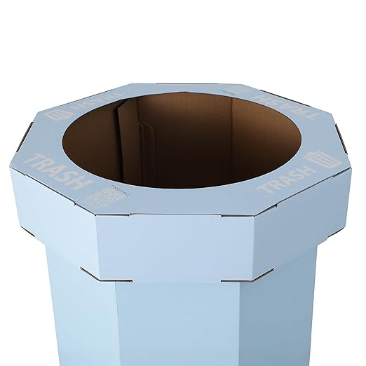 Eyely MPH1300G-SET2 Sal 25-Gallon Disposable Corrugated Cardboard Event Trash Can and Recycling Bin for BBQs, Beach, Parties & Events & Outdoor Activities, Tide Pool Blue (Set of 2)