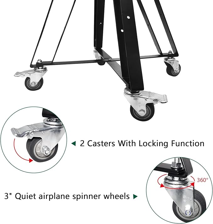 Large Big Green Egg Nest, Grill Stand for Big Green Egg Accessories, Rolling Nest with Heavy Duty Locking Caster Wheels Powder Coated Steel for BGE Smoker Kamado Joe Accessories