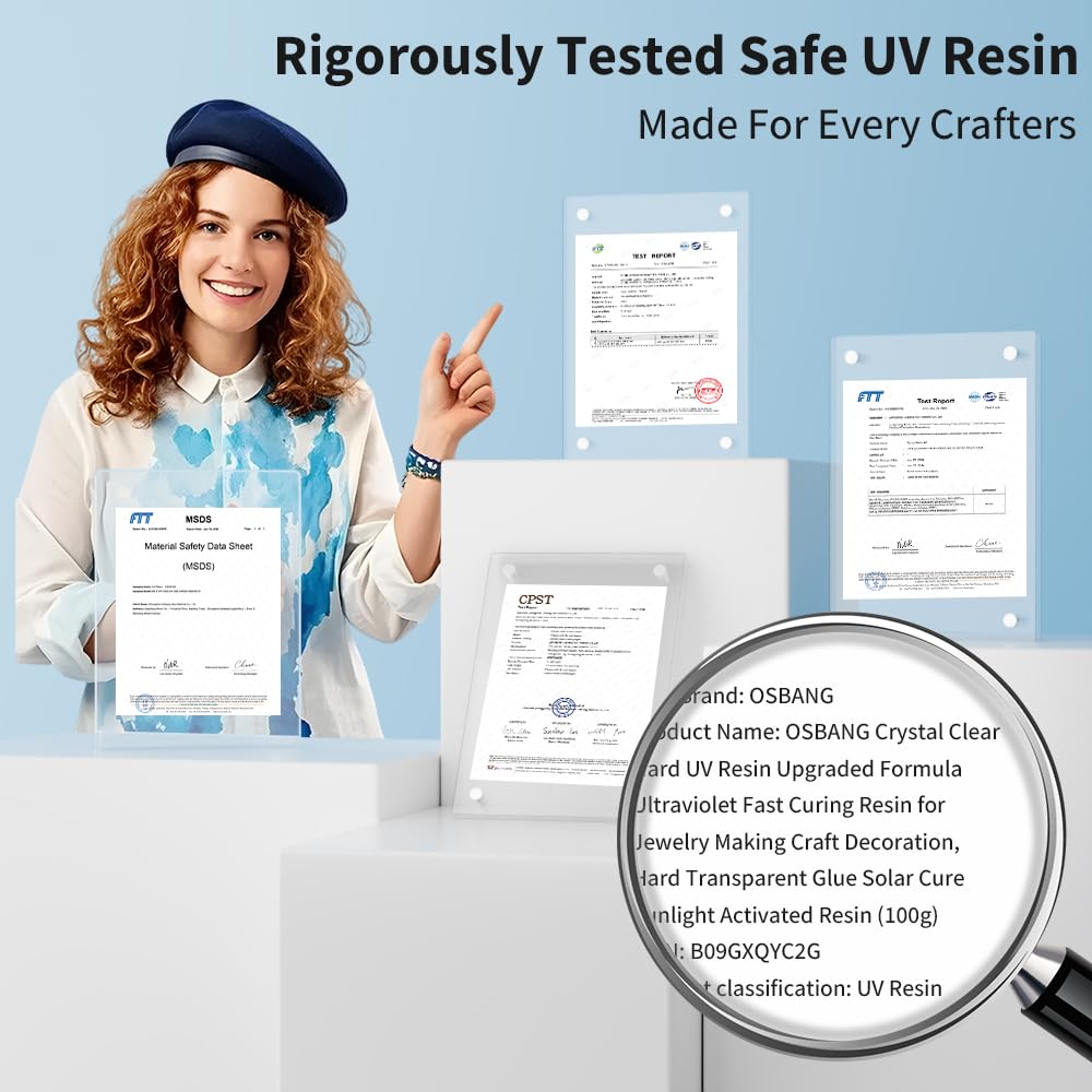 Crystal Clear Hard UV Resin Upgraded Formula Ultraviolet Fast Curing for Jewelry Making Craft Decoration, Hard Transparent Glue Solar Cure Sunlight Activated Resin (500g)