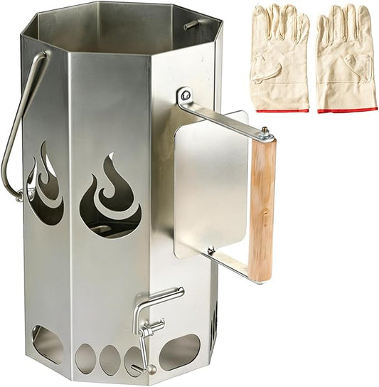 Ember Echo Heavy-Duty XL Charcoal Chimney Starter，Charcoal Starter Chimney Durable Quick-Ignition Grilling Essential for BBQ, Smoker, Pizza Oven, Outdoor Campfire & Fire Pit