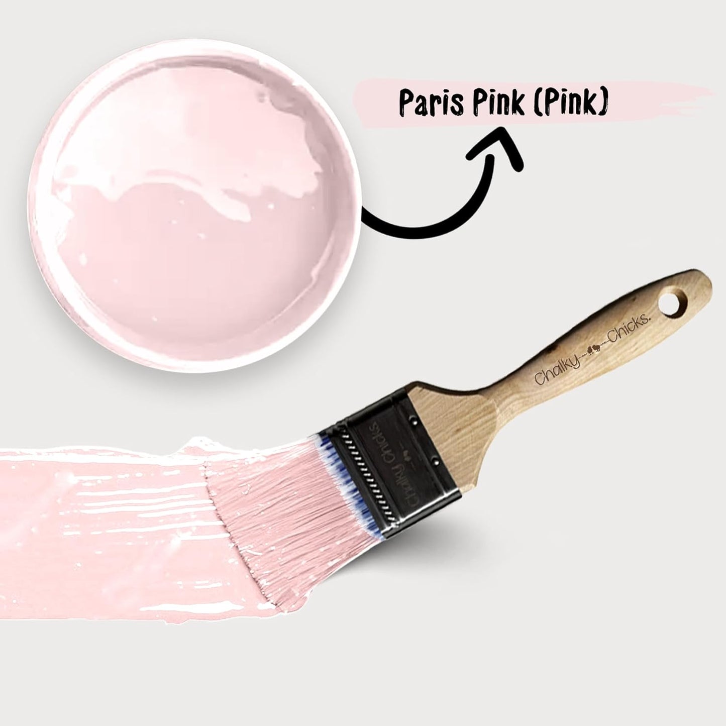 Chalky Chicks All-in-One Chalk Paint for Furniture or Cabinet - 8 Fl Oz - Matte Finish Paris Pink for Metal, Wood Furniture Paint - No Sanding All-in-One for Home Decor & Crafts, USA Made
