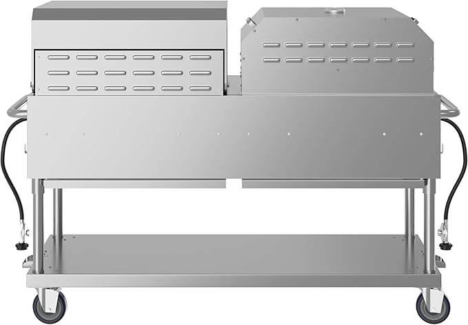 60 in. 8-Burner Commercial Outdoor Propane Gas Grill With 30 in. Roll Dome Cover and 30 in. Pizza Oven in Stainless-Steel, ETL Listed (CGKIT6-D30P30)
