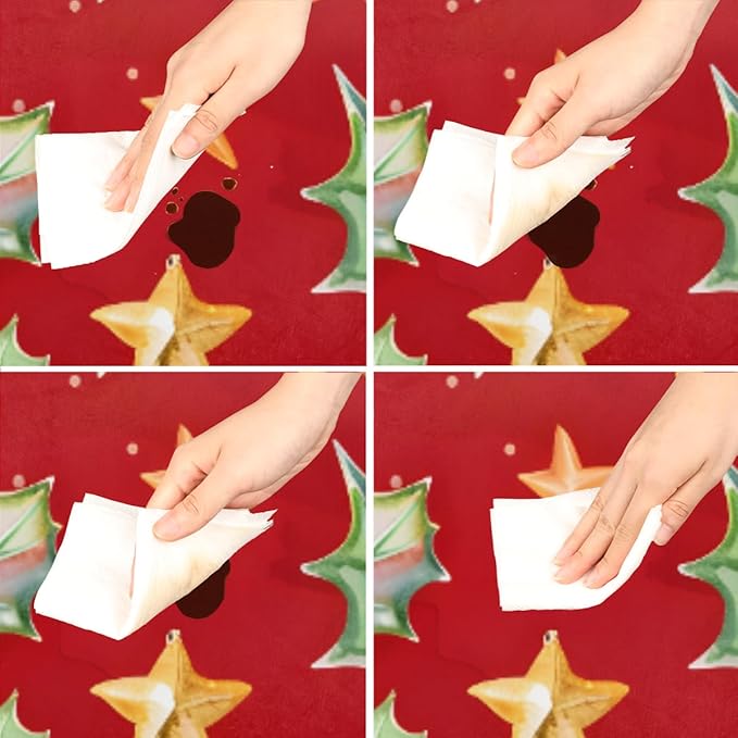 Christmas Ruffle Star Candy Round Table Cloth Cover, Elastic Edge Waterproof Wipeable Tablecloths 36"-42" Polyester Tablecloth for Party Restaurant Banquet Holiday Camping Outdoor Picnic