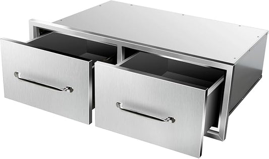 Outdoor Kitchen Drawers 30" W x 10" H x 20" D Stainless Steel Single Drawers with Ergonomic Handle for BBQ Island, Patio Grill Station & Outdoor Kitchen Cabinets