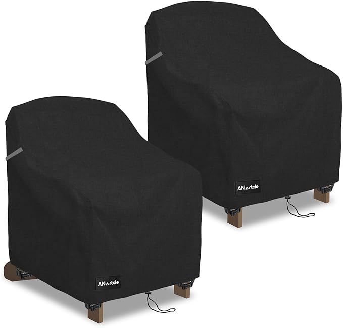 Patio Adirondack Chair Cover 2 Pack,600D Waterproof Heavy Duty Outdoor Chair Covers,Adirondack Chair Covers(30W x 34D x 36H inches),Patio Furniture Covers,Black