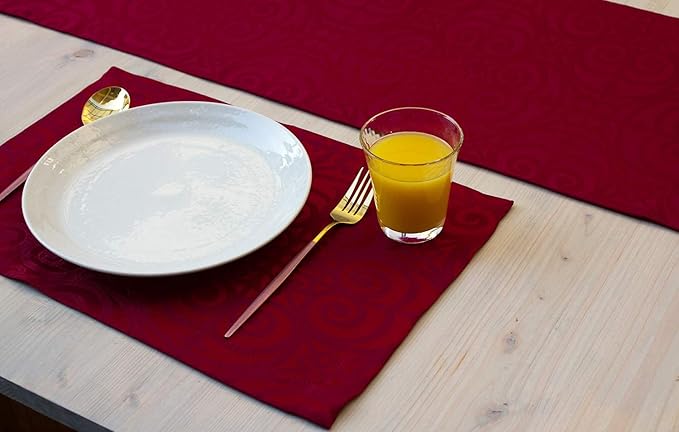 Red Table Runner 120 inch, Cranberry Damask Dresser Scarf, Outdoor Coffee Table Runner, Burgundy Jacquard Dining Table Runners for Dinner Parties, Events, Wedding, Decor Thanksgiving, Christmas