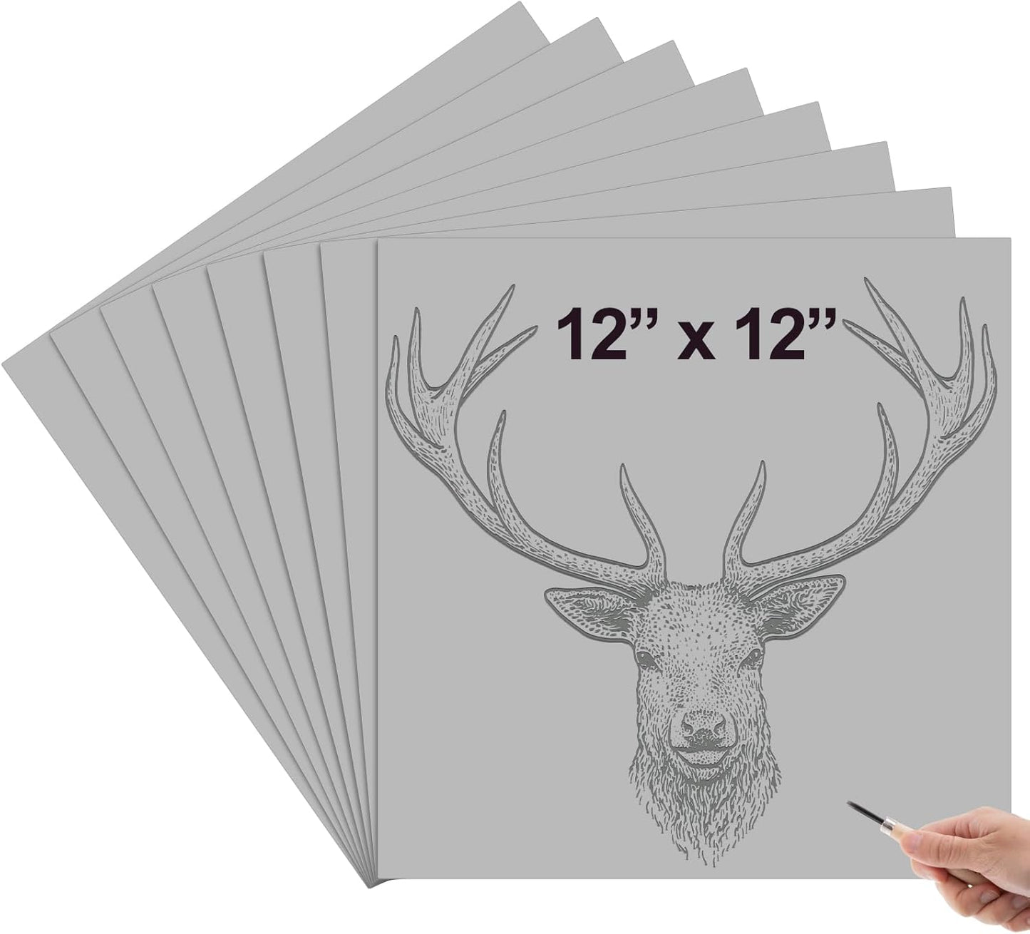 Yeaqee 2 Pcs 12 x 12 Inch Linoleum Block Rubber Carving Block Soft Linocut Blocks Large Linoleum Sheet Unmounted Lino Plates for Engraving Art Project Printmaking Artist Studio Supplies, Gray