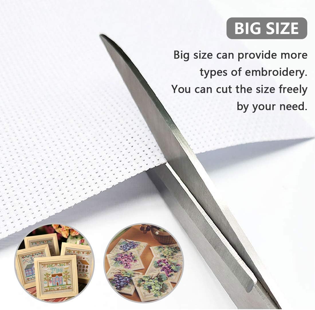 Cross Stitch Aida Fabric 14 Count, 59 by 39 Inch Large Size, Classic Reserve Cross Stitch Aida Cloth for Home DIY Embroidery Decoration