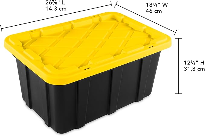 Sterilite 6-Pack Industrial Tote, Plastic Storage Container Bins with Lids, 17 Gallon - Heavy-Duty Organizing Containers for Closet, Bathroom, and Office