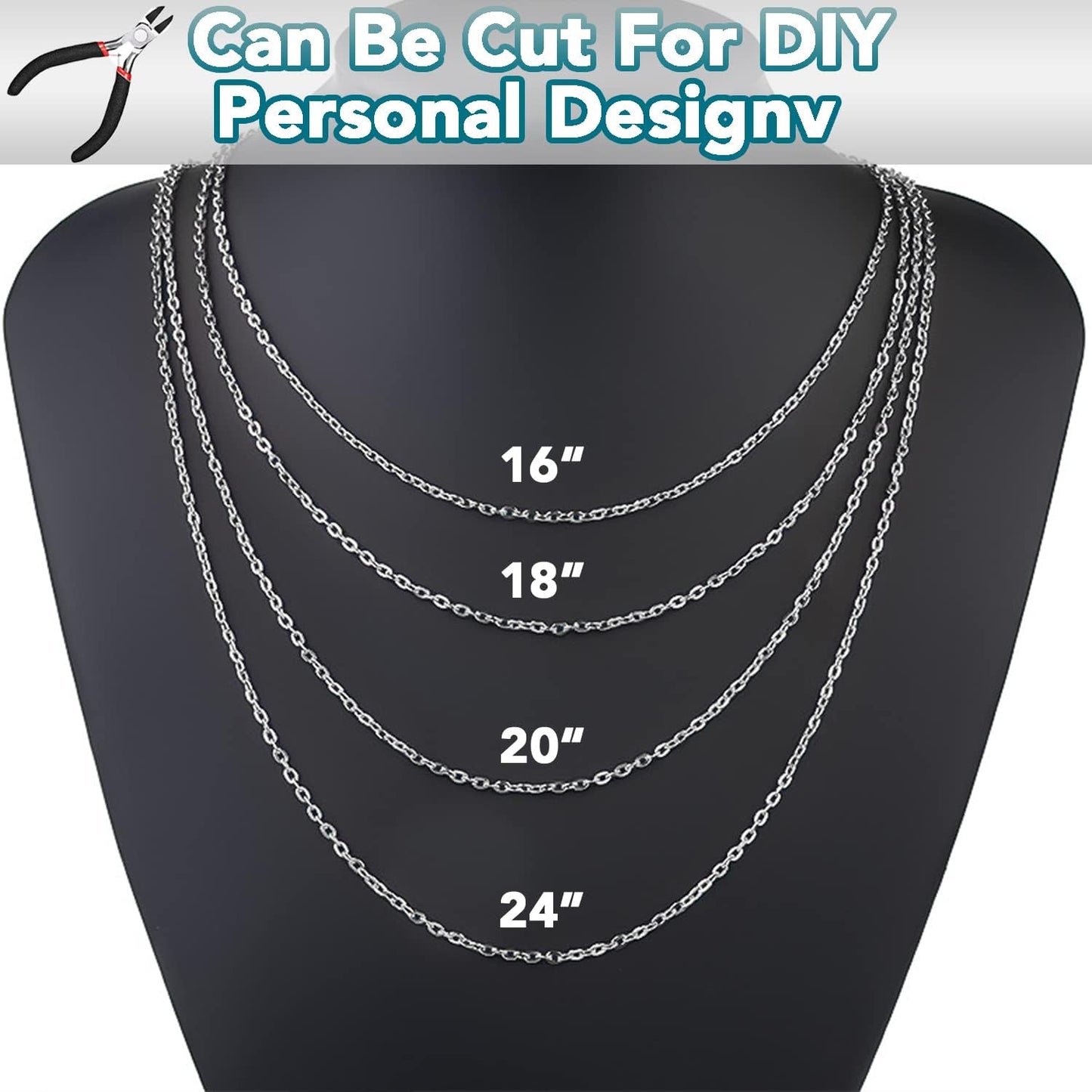 Jishi 33ft Silver Stainless Steel Chain 2mm Jewelry Necklace Link Cable Chain for Jewelry Making Bracelets Earring Craft Supplies DIY Findings - Metal Rolo Link Chain Roll w/Lobster Clasps, Jump Rings