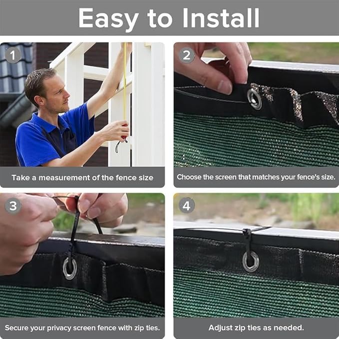 Petgrow Fence Privacy Screen 4FT X 49FT– Heavy Duty (HDPE) Outdoor Shade Mesh Cloth, 90% Blockage Fencing Shade Net Cover for Garden, Backyard, Balcony & Swimming – UV Protection, Windproof