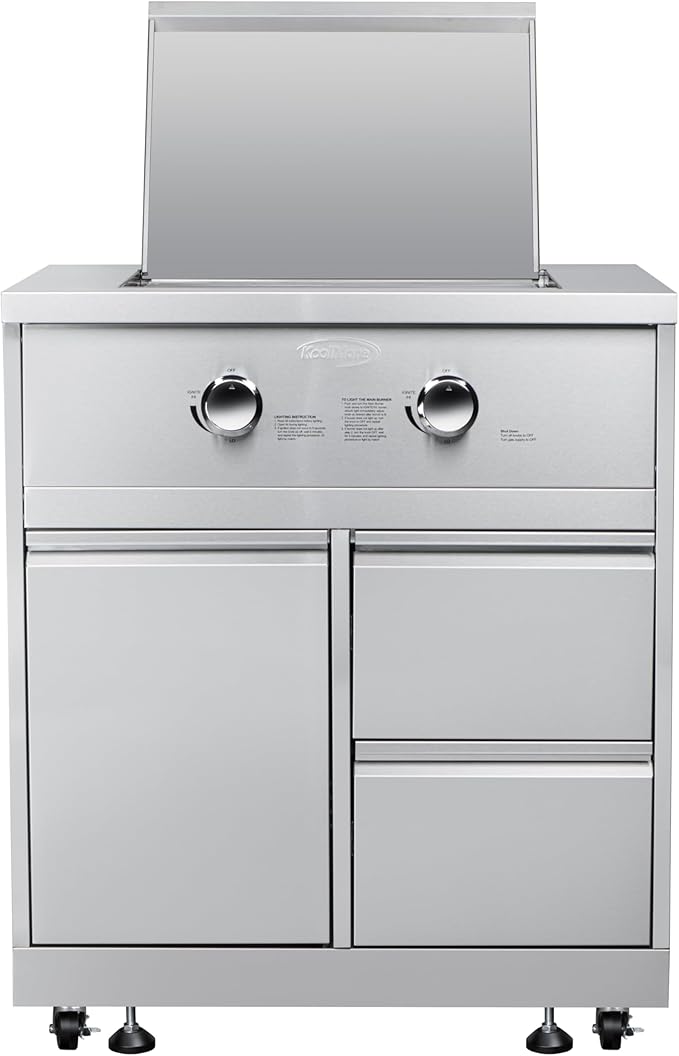 KoolMore 32 in. Outdoor Kitchen Liquid Propane Side Burner with Bottom Cabinet in Stainless-Steel (KM-OKS-SBC)