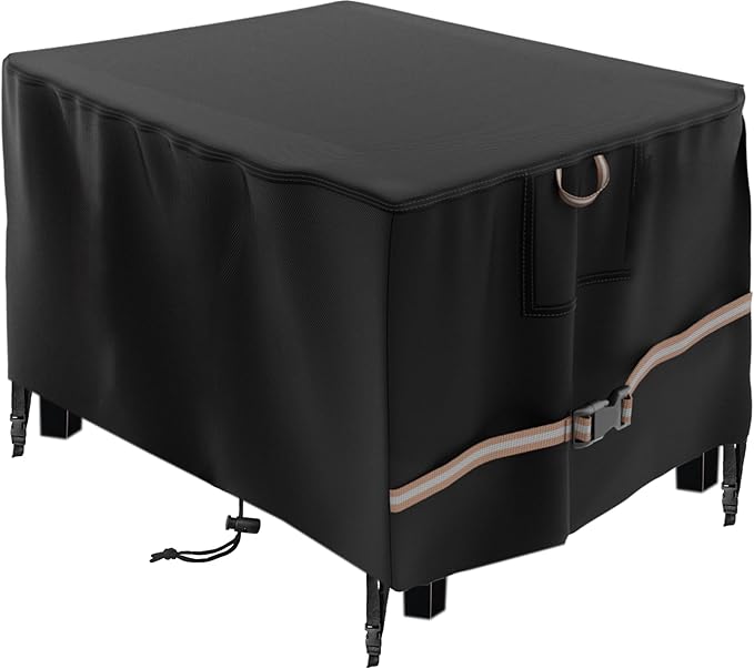 Rectangular Propane Gas Fire Pit Table Cover 44x28x24 Inch, Waterproof Heavy Duty 600D Rectangle Outdoor Fireplace Cover 44 inch, All-weather Protection For Patio Firepit Table 42/43/44 inch