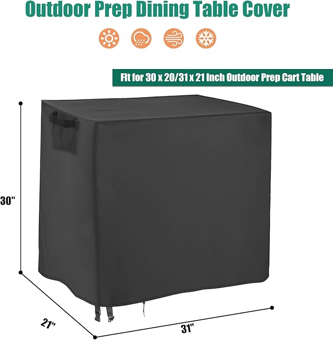 Outdoor Prep Table Cover,31 inch Waterproof Patio Serve Prep Storage Cart Cover,Outdoor Rectangle Furniture Cover - 31 X 21 X 30 Inch