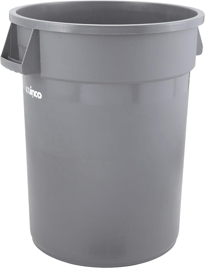 Winco PTC-10G Round Trash Can, 10 Gallon, Plastic, Gray