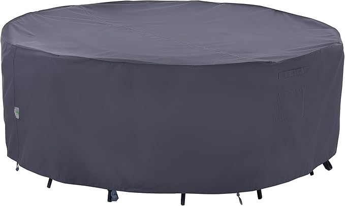 F&J Outdoors Outdoor Patio Furniture Covers, Waterproof UV Resistant Anti-Fading Cover for Large Round Table Chairs Set, Grey, 84" Dia x 27.5" H