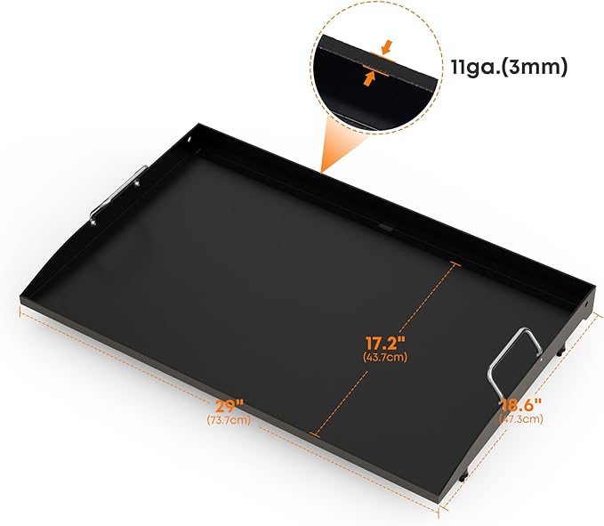 Stanbroil 28 Inch Flat Top Griddle Replacement Top for Blackstone 28" 2-Burner Gas Grill Cooking Station, Ceramic Coated Steel Griddle Top Replacement with Rear Grease System, Black