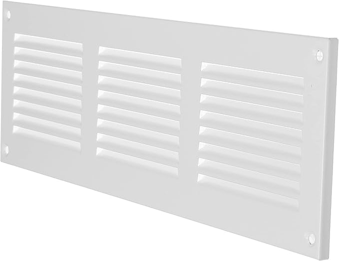 Repa Market 12x4 Inch Air Vent Cover/White Galvanized Steel Louvered Grill Cover with Mesh Screen/Wall or Ceiling Vent/Durable Flush Mount HVAC Register for Indoor and Outdoor Ventilation