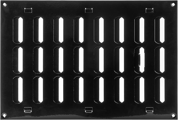Vent Systems 12" x 8" Inch (Overall) Black Metal Vent Cover - Durable Wall and Ceiling Adjustable Air Return Grille with Built-in Mesh Screen - HVAC Ventilation Duct Cover for Indoor and Outdoor Use