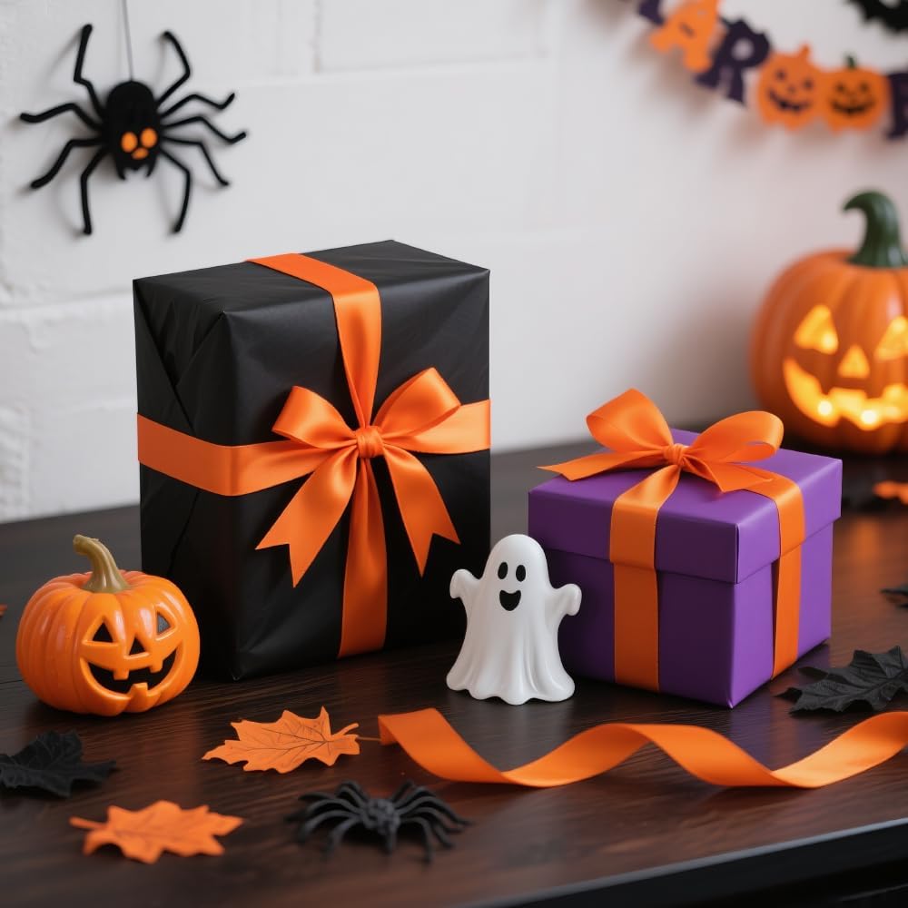 1-1/2" x 100 Yards Orange Ribbon, Orange Satin Ribbons for Gift Wrapping, DIY Craft, Flower Bouquet, Valentine's Day, Halloween and Birthday Party Decoration