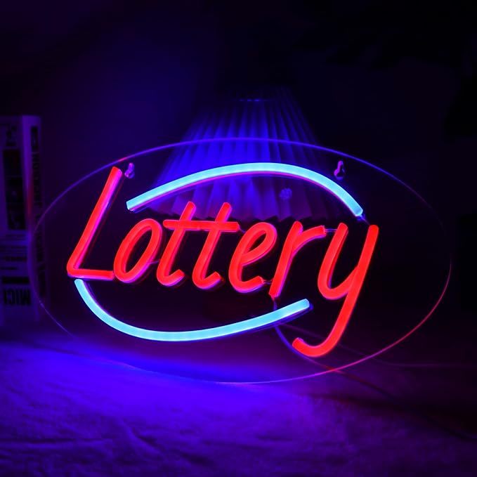 JFLLamp Lottery Neon Signs for Wall Decor Neon Lights for Business Led Signs Suitable for Lottery Store Convenience Stores Supermarkets Office Bar Pub 5V Power Adapter 16.1 * 9 Inch(Red + Azure)