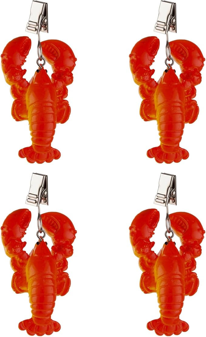 TwoFish Home Set of 4 Lobster Resin Tablecloth Weights Clips Lobster Handicraft Tablecloth Clamps Pack of 4