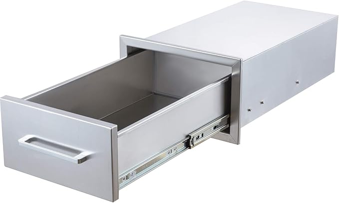 Outdoor Kitchen Drawers Stainless Steel,14" W x 8-1/2"H x 23" D Single Drawer,Flush Mount for Outdoor Kitchen or BBQ Island