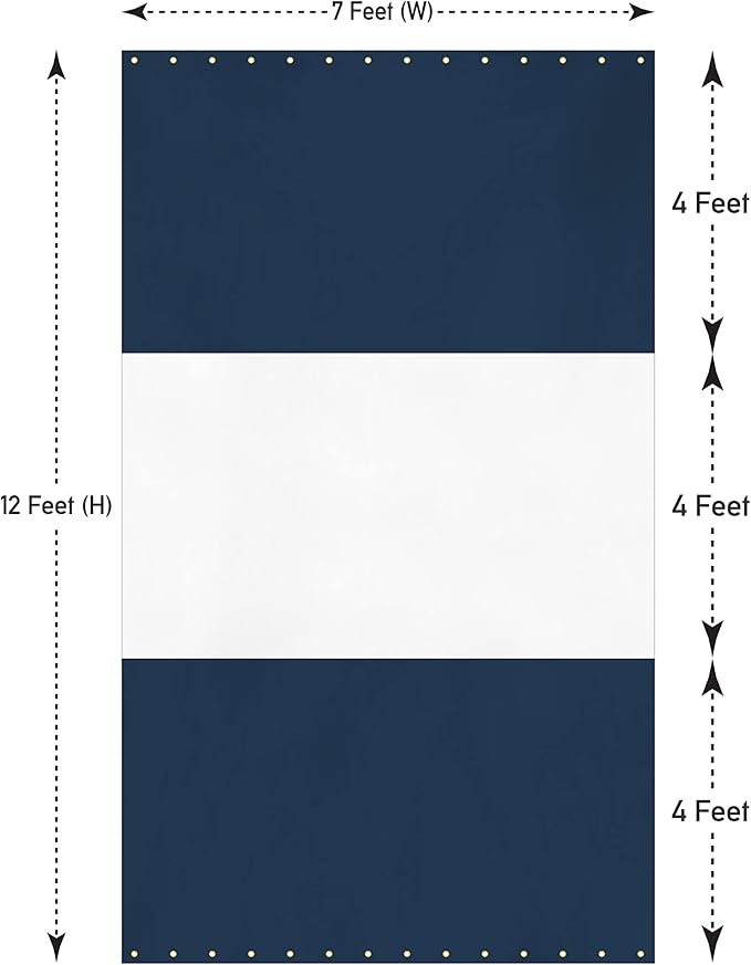 Covers & all Outdoor Clear Panel Curtain, 12 oz Vinyl Outdor Curtains for Patio, Waterproof & Weather Resistant Tarp with Brass Grommets for Pergola, Porch, Gazebos, Balcony (12' H x 7' W feet, Blue)