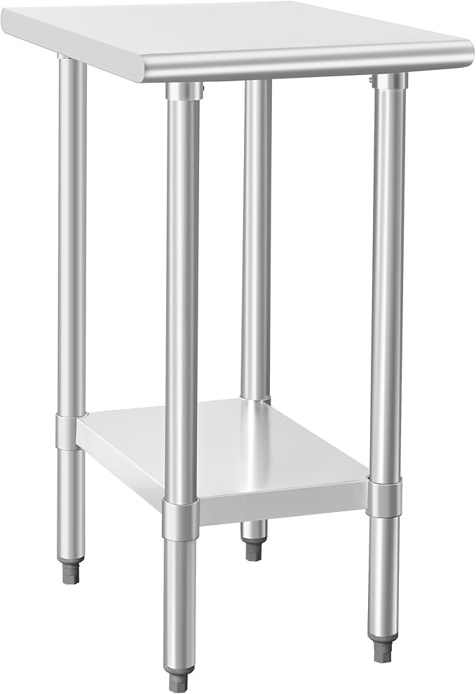 HARDURA Stainless Steel Table 24X18 Inches with Undershelf and Galvanized Legs NSF Heavy Duty Commercial Prep Work Table for Restaurant Kitchen Home and Hotel