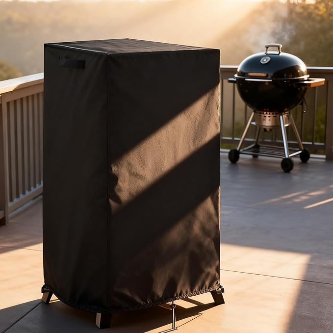 Smoker Cover Fit for Maison BACKYARDS Large Vertical Electric Smoker Grill, Waterproof Outdoor Grill Smoker Covers with UV Protection & Windproof Straps -19" D x 23" W x 45" H
