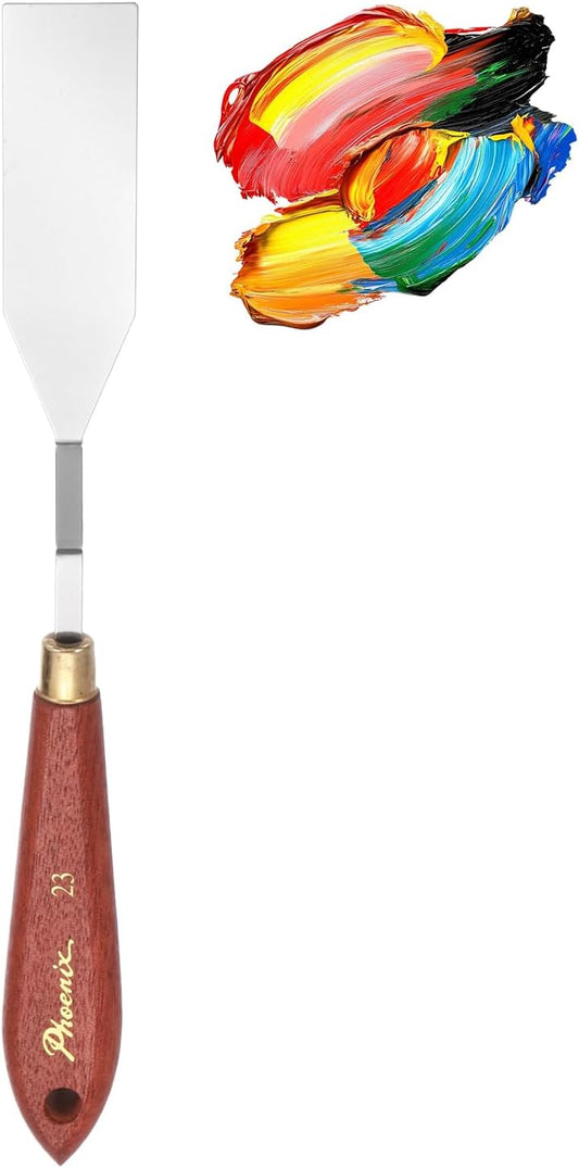 MECCANIXITY Pack of 1 Palette Knife No.23, 7.6" Long Palette Knives with Stainless Steel Flexible Spatula Pallet Knife and Wood Handle for Scraping, Mixing, Oil Acrylic Painting Canvas