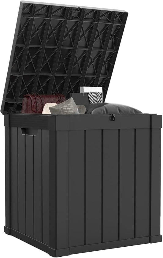 50 Gallon Waterproof Outdoor Storage Box,Resin Deck Box,Lockable Outside Storage Box Container for Patio Furniure,Garden,Tools (50 Gallon,Black)