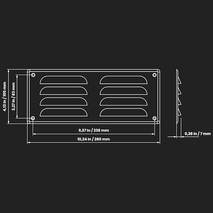 Repa Market 10" x 4" Inch (Outer Dimensions) Black Air Vent Cover - Steel Return Air Grilles - for Ceiling and Sidewall - HVAC - with Protection Screen (10.24" x 4.13" Inch)