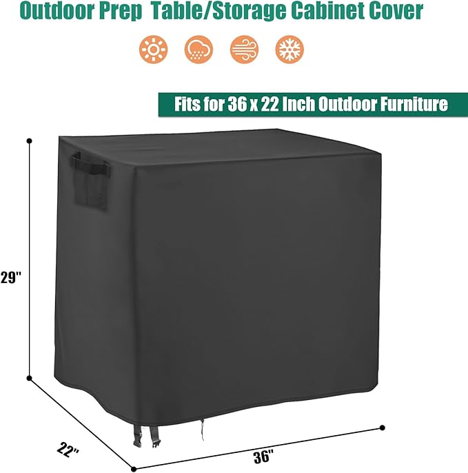 Outdoor Cart Cover,Waterproof Grill Cart Cover Pizza Oven Table Covers,36 Inch Patio Storage Cabinet Covers - 36 x 22 x 29 Inch