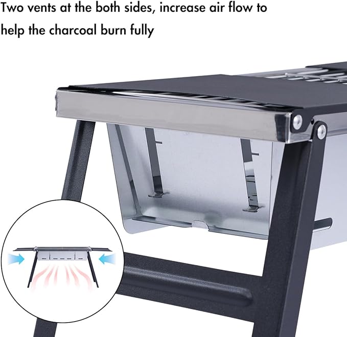 Outdoor Foldable Portable Barbecue Grills Stainless Steel Charcoal BBQ Tool Kits Outdoor Cooking Camping Hiking Picnics Tailgating Backpacking