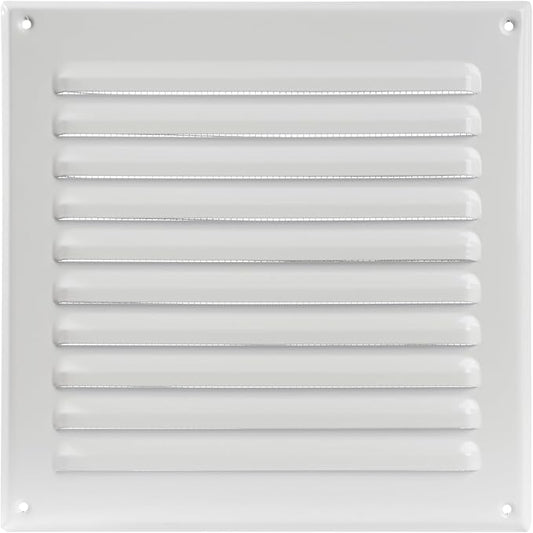 Square Ventilation Grille / 8" x 8" Inch Inside Measurement/White Metal Air Vent Louver - Inside/Outside use - / 10" x 10" Inch Outer Measurement
