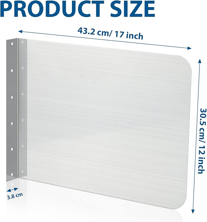 Therwen 2 Pcs Stainless Steel Side Splash Guard for Kitchen Sink 17 x 12 Inch Wall Mount Guard with Screws Commercial Restaurant Bar Hand Wash Sink and Compartment Prep Splash Protector Supply