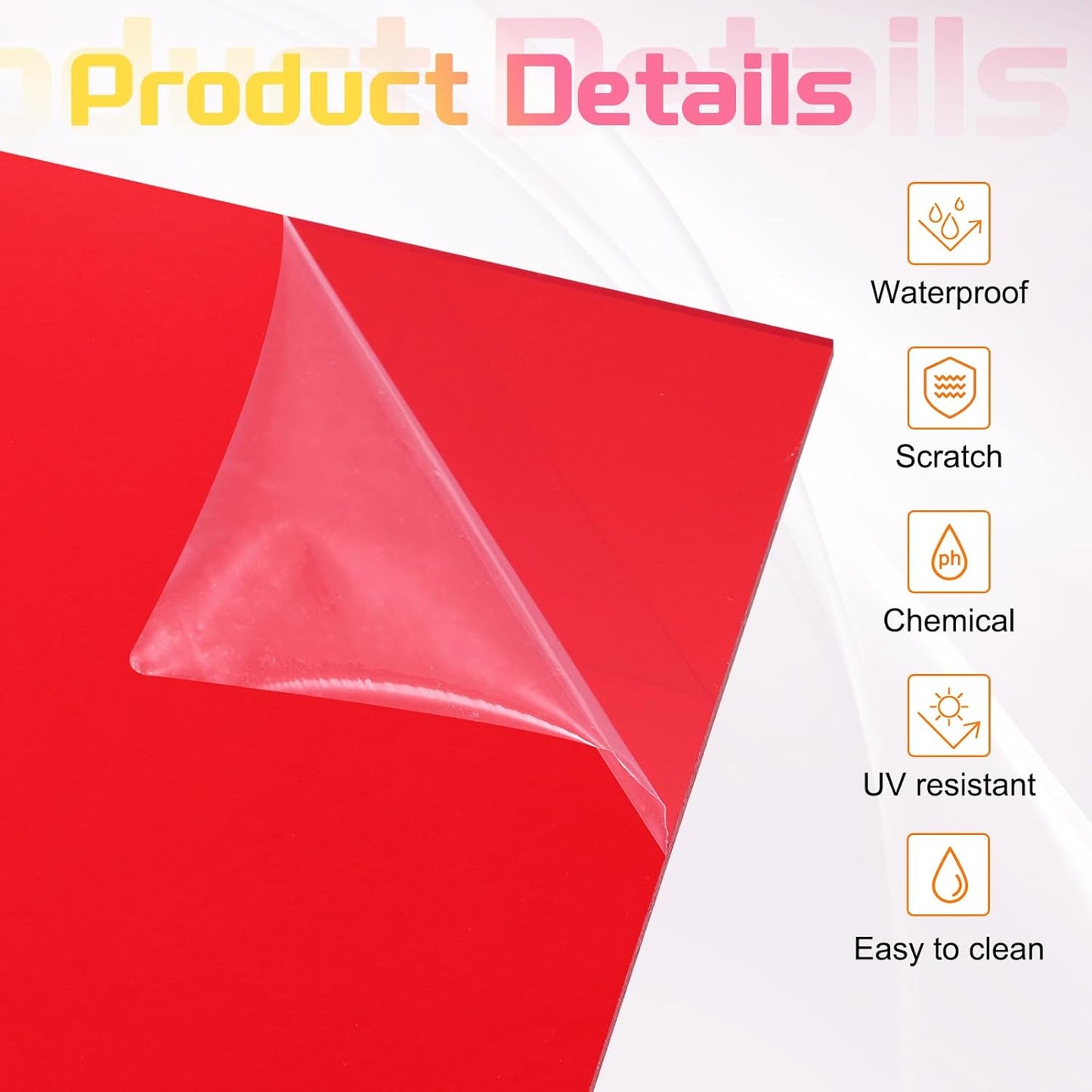 uxcell 4Pcs Acrylic Sheets 8x8 Inch Acrylic Panel 1/8 Inch-3mm Plastic Board for Picture Frames Sign Holders DIY Display Projects Craft, Clear Red