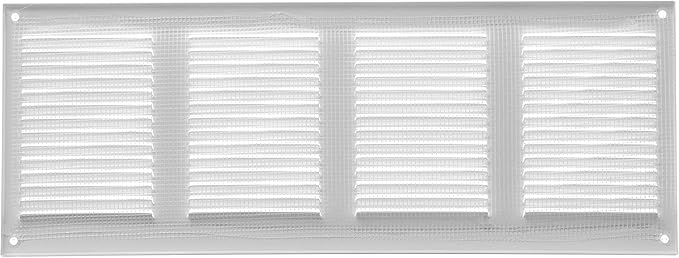 Repa Market Air Vent Cover 16x6 Inch (Outer Dimensions) White Galvanized Steel Louvered Grill Cover with Mesh Screen/Wall or Ceiling Vent/HVAC Register for Indoor and Outdoor Ventilation